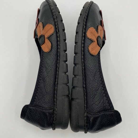 Red Dragonfly Floral Appliqué Black Leather Loafers US Size 5.5, Chinese Sz 225 - Picture 5 of 14